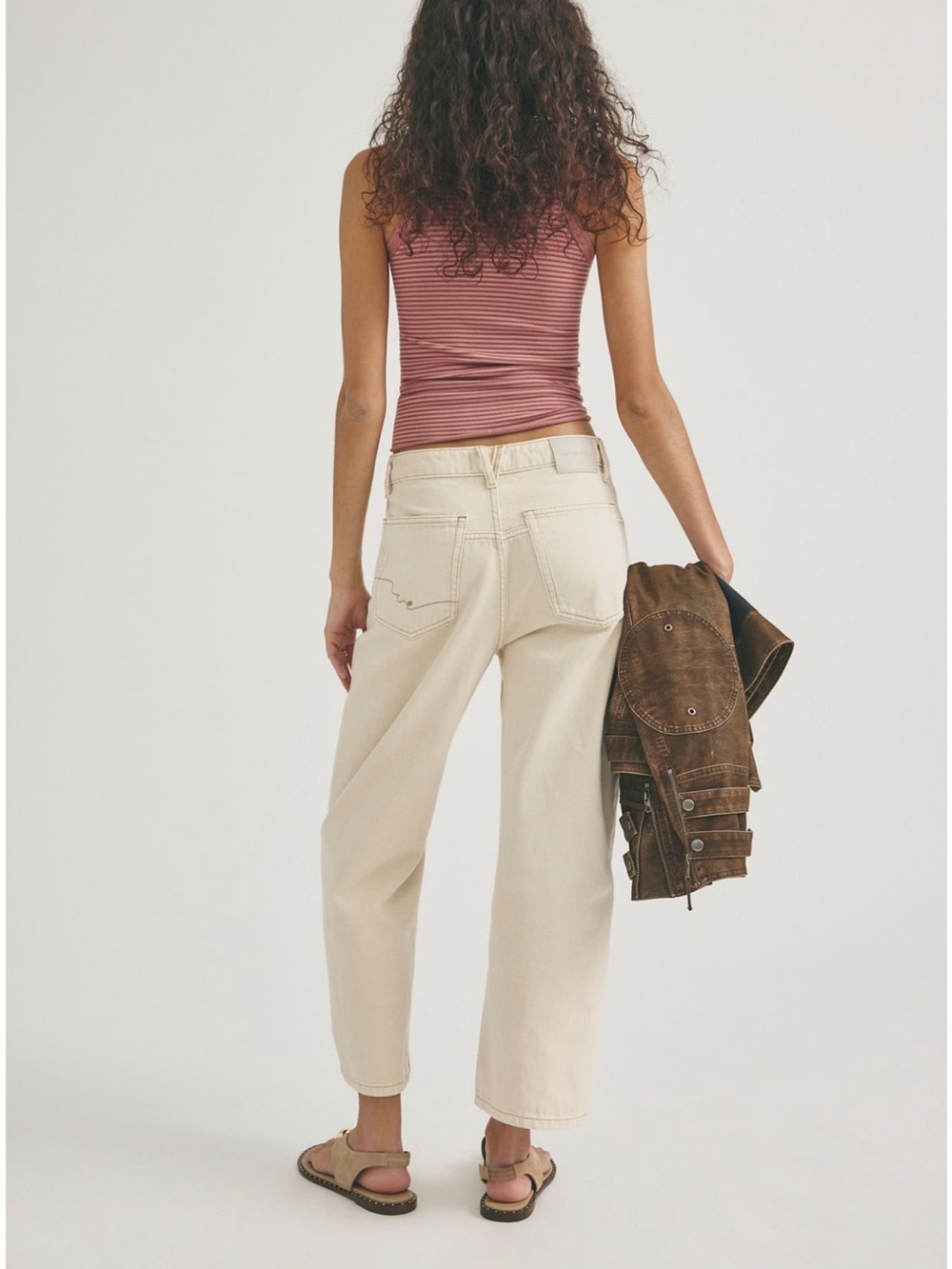 WE THE FREE DEEP TRANCE DROPPED BOYFRIEND JEANS CASUAL KHAKI CREAM - Picture 2 of 7